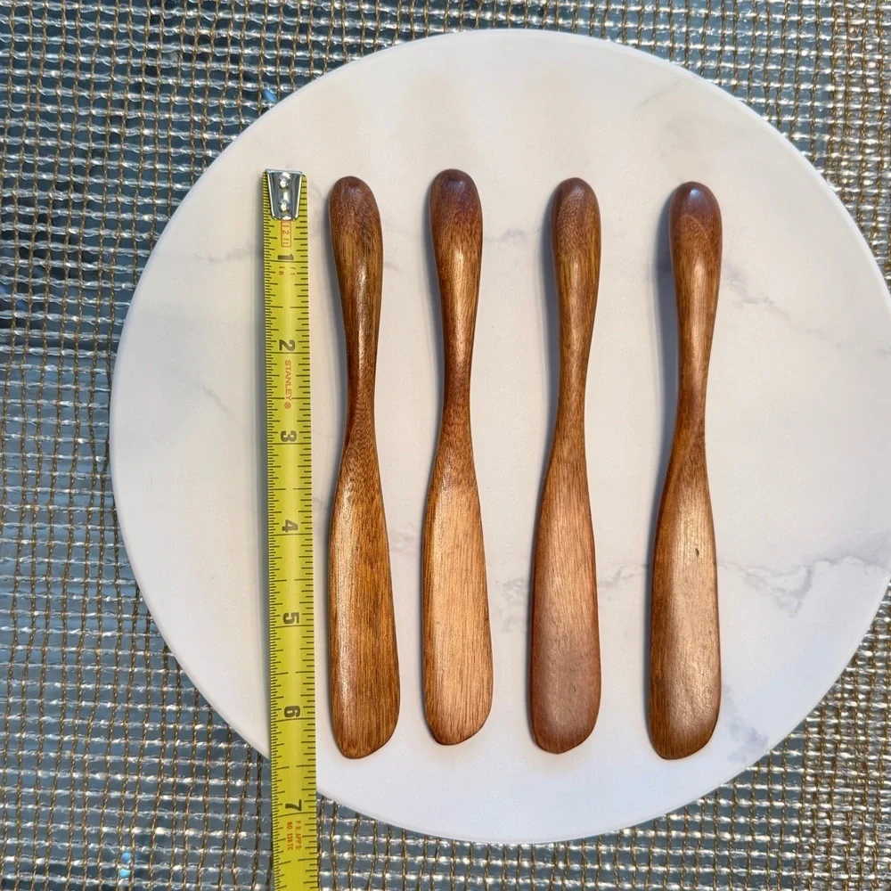 NEW Set of 4 Handcrafted Acacia Wood Spreaders – Luxe Entertaining Essentials
